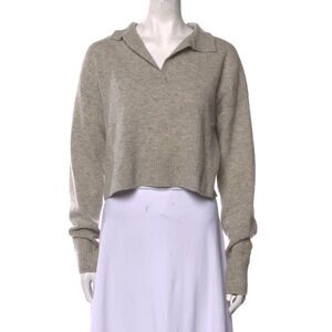 Reformation grey cashmere polo cropped sweater